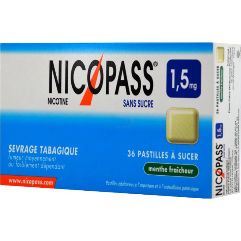 Nicopass 1.5 mg sans sucre menthe fraicheur