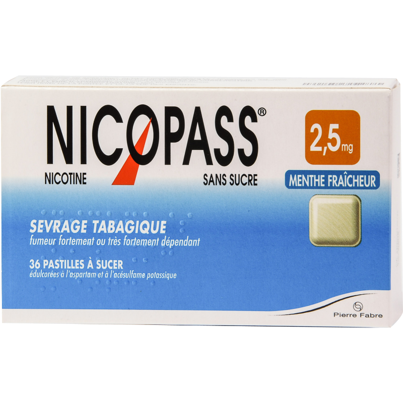 nicopass menthe fraicheur 2.5 mg sans sucre