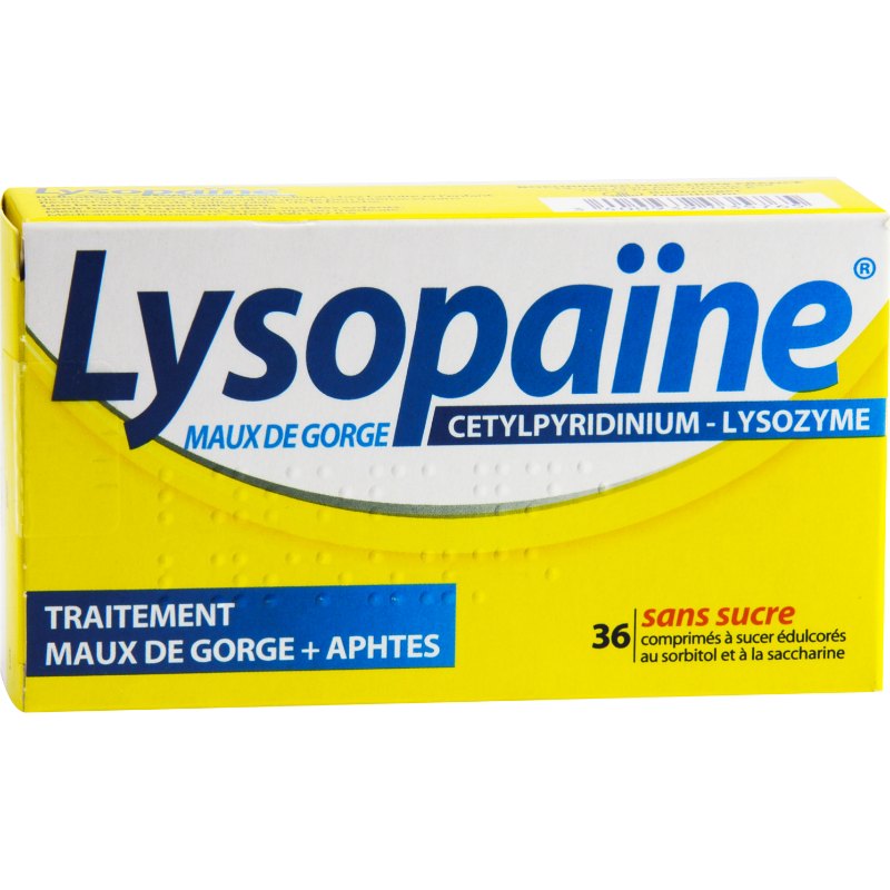 lysopaïne maux de gorge cetylpyridinium lysozyme sans sucre